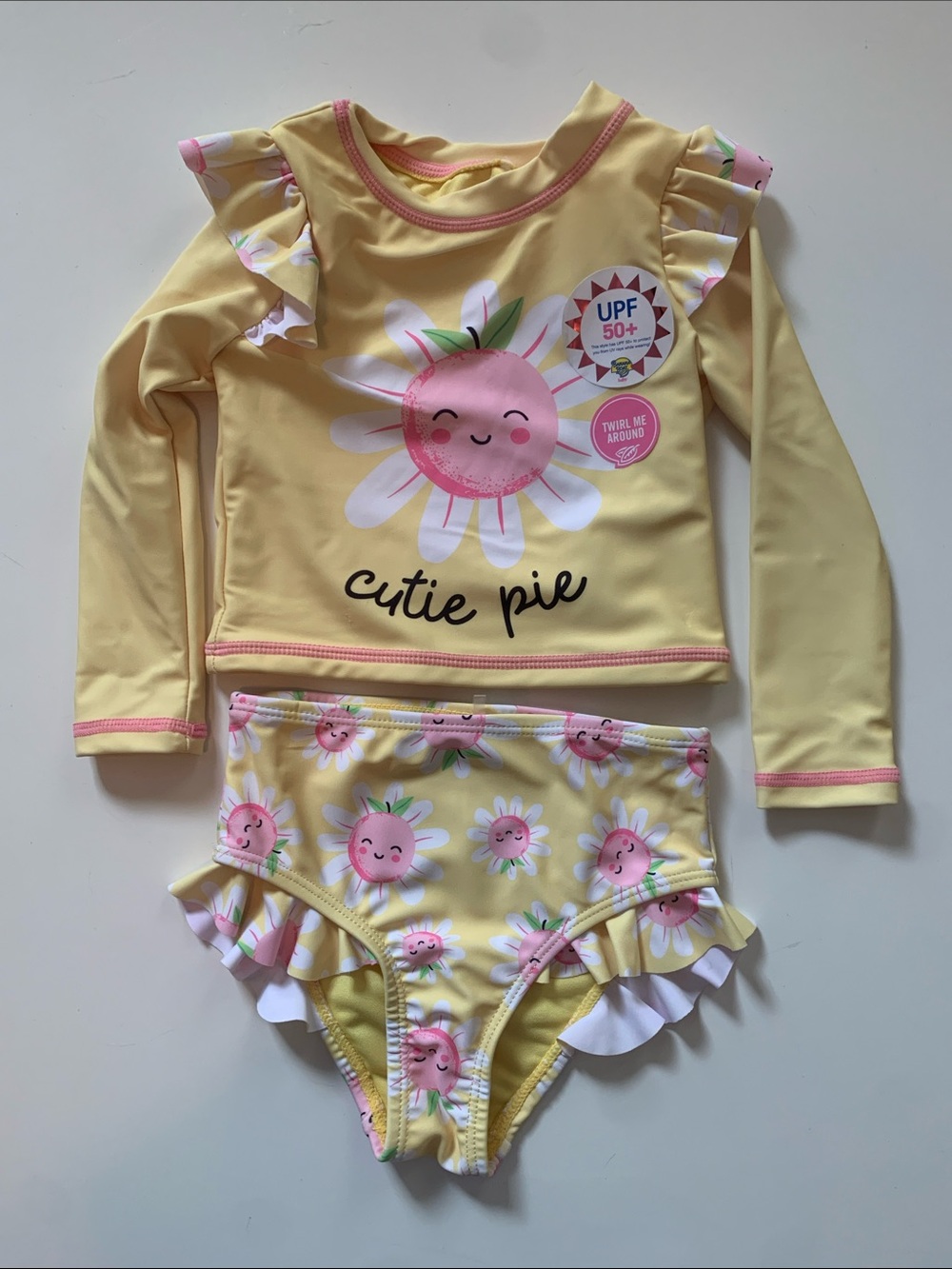 NWOT Banana Boat Yellow & Pink Girls' Long-Sleeve Rashguard Set Size 18M